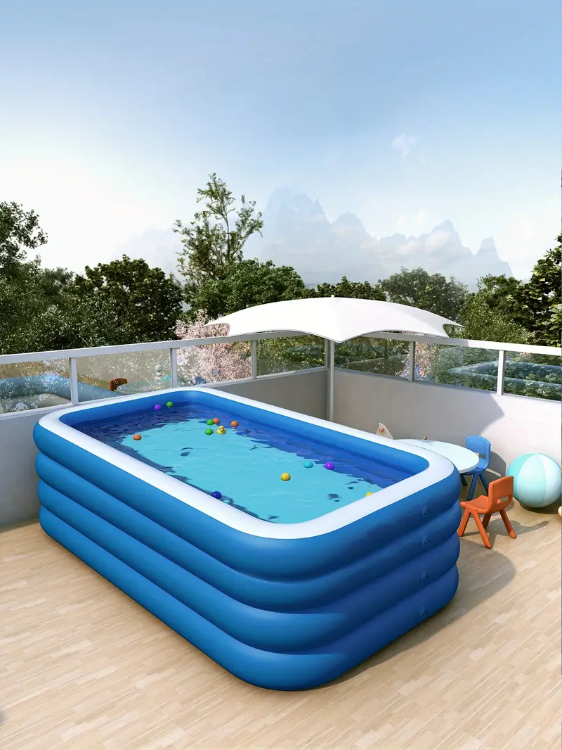 1pc blue white large thicken inflatable swimming pool for family adults 120 67 24in details 0