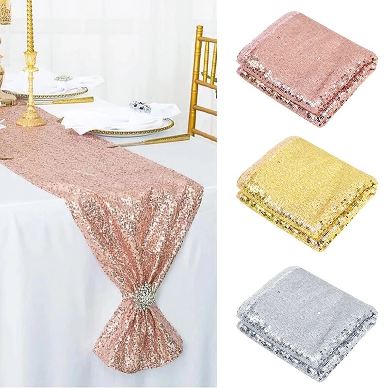 30x180cm  Rose Gold Sequin Table Runners For For Wedding Decor Sequin Birthday Wedding Party Home Tea Table Runner Table Cover