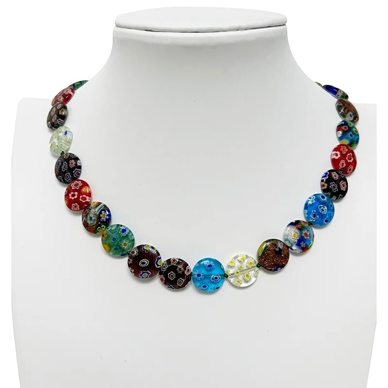 1PCS/Lot Millefiori Glass Lampwork Murano Round Beads Necklace Girls Jewelry Gift