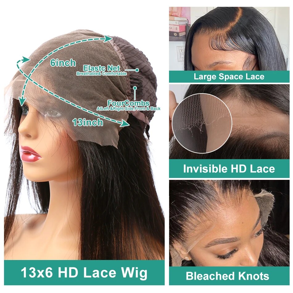 Melodie 180% Real HD Full 13x6 Straight Lace Front Human Hair Wigs Curl Deep Wave Transparent Lace Frontal Wig For Black Woman