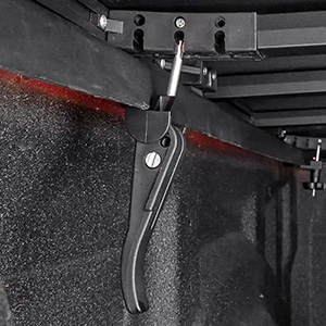 Patented lever system for soft trifold top truck bed cover