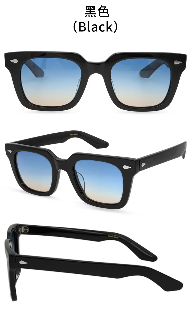 Belight Optical  Women Men UV400 Protection Shape Vintage Retro Grober Acetate Rivet Trim  Sunglasses with Case Oculos 9603