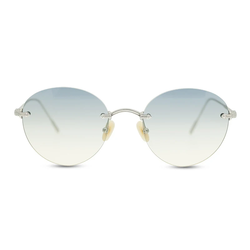 Belight Optical Rimless Vintage Round Shape Matt Silver Men Women Sunglass Pink Lens with Case Free shiping COLIENA OV1264S