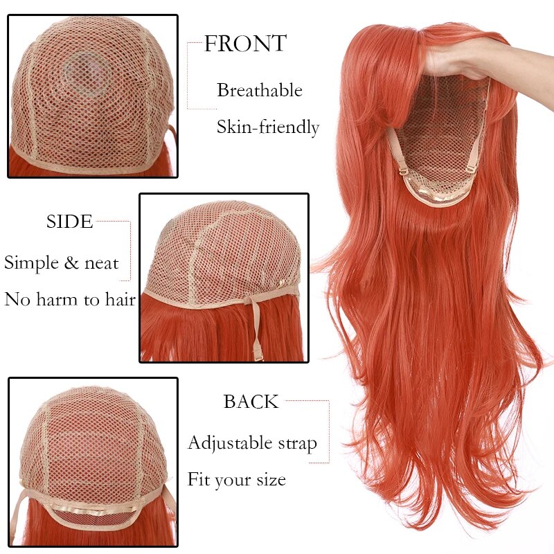 BENEHAIR Loose Wave Wigs Halloween Cosplay Party Women Bangs 23 inch Long Curly Hair Synthetic Wig 28 Colors