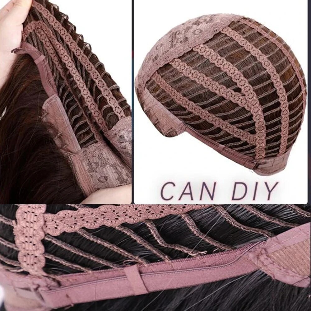 HENRY MARGU Long Brown Wavy Synthetic Wigs Middle Part Natural  Curly Wig for Black Women Cosplay Daily Heat Resistant Fake Hair