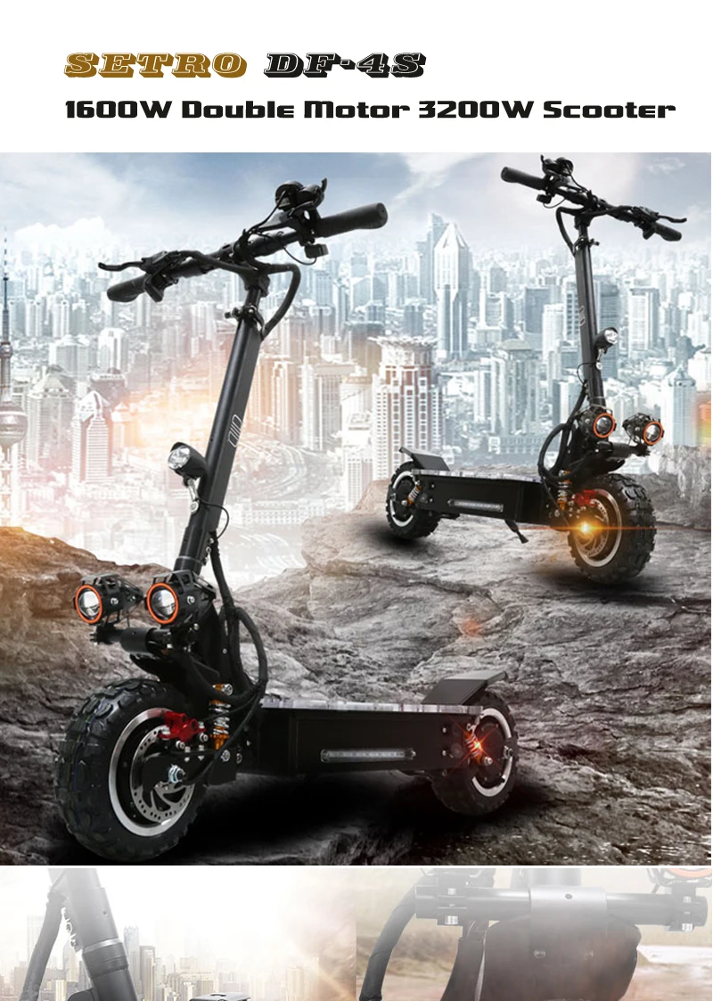 Dual Full Suspension 200KG Load Electro/Eletric Scooter Hub Motor Electric Scooter 3200W For Adults Fast