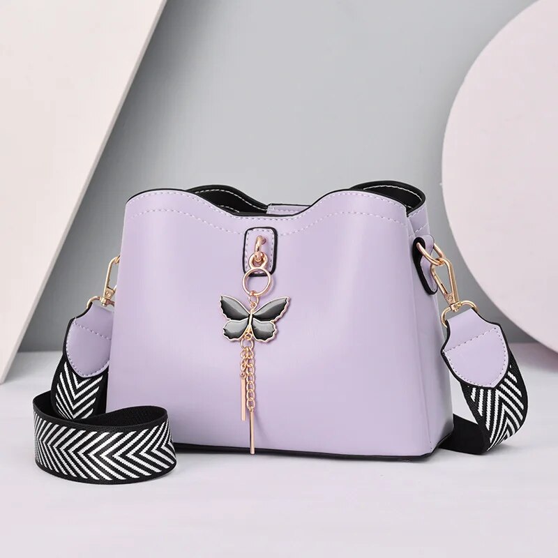 2023 Women White Handbag New Designer Butterfly Tassel PU Leather Messenger Bags Ladies Crossbody Female Tote Shoulder Bag