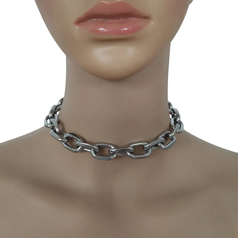 SHIXIN Punk Exaggerated Heavy Metal Big Thick Chain Choker Necklace Women Goth Fashion Night Club Jewelry