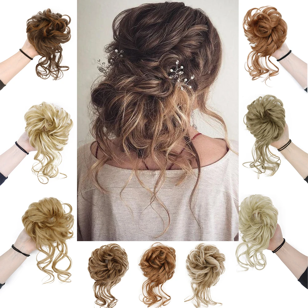 Synthetic Hair Bun Chignon Messy Curly Hair Band Elastic Scrunchy Hairpieces  Chignon Donut Updo Hair Pieces for Women
