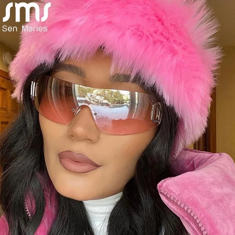 Luxury Brand Y2k Sunglasses New Women Sport Punk Sun Glasses Men Trends 2000's Shades Eyewear Goggle Lady UV Letter Eyeglasses