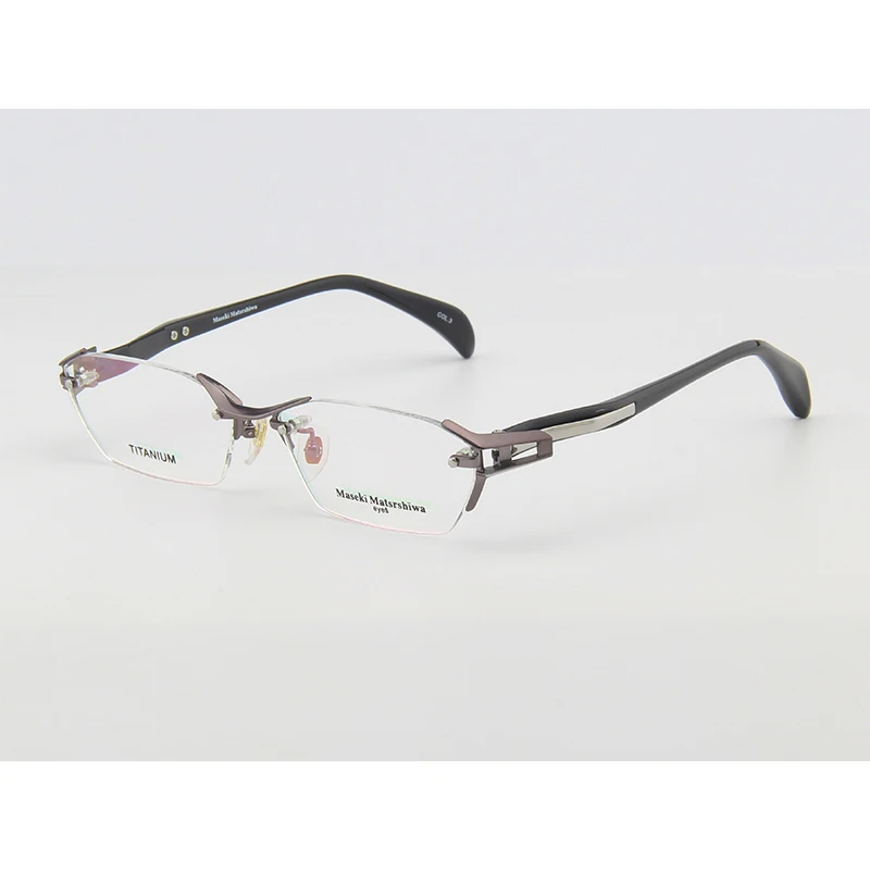 Belight Optical Japan Design Titanium with Acetate Rimless Frame Men Prescription Eyeglasses Spring Hinge Eyewear MF1141