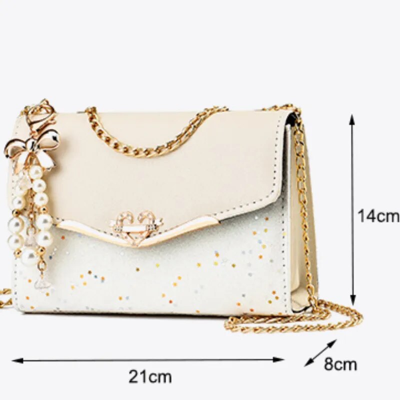 Fashion Textured Women's Bag Trend Versatile PU Leather Shoulder Bags for Women 2023 Luxury Rhinestone Buckle Messenger Bag