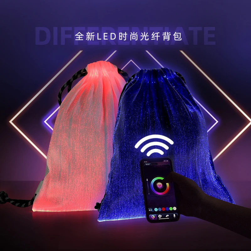 LED fiber optic backpack bag
