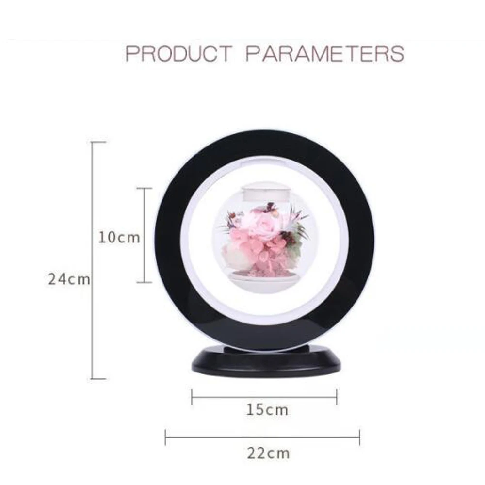 Rose Magnetic Levitation Immortal Flower LED Night Light Desk Lamp For Home Decor Creativity Valentine's Day Gift Table Lamp