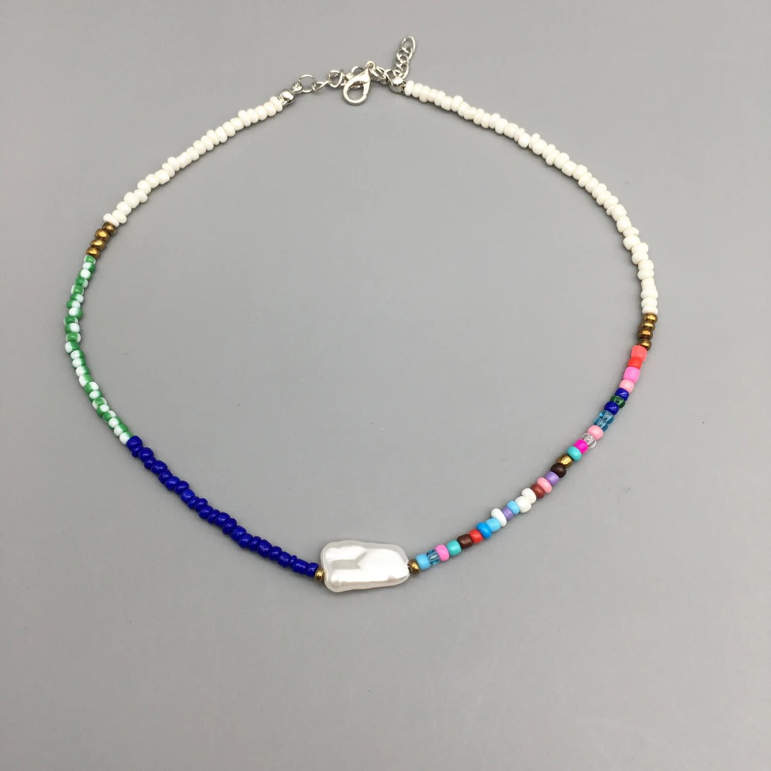 Multi-color Flower Glaze beads Women Necklace 2021 Fashion Rainbow Glass beads Female Choker Jewelry For Party Birthday Gifts