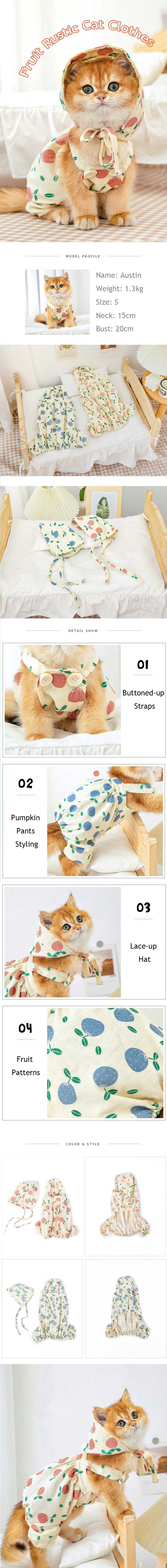 Rustic Cat Pumpkin Pants 2 Color Pet Clothes