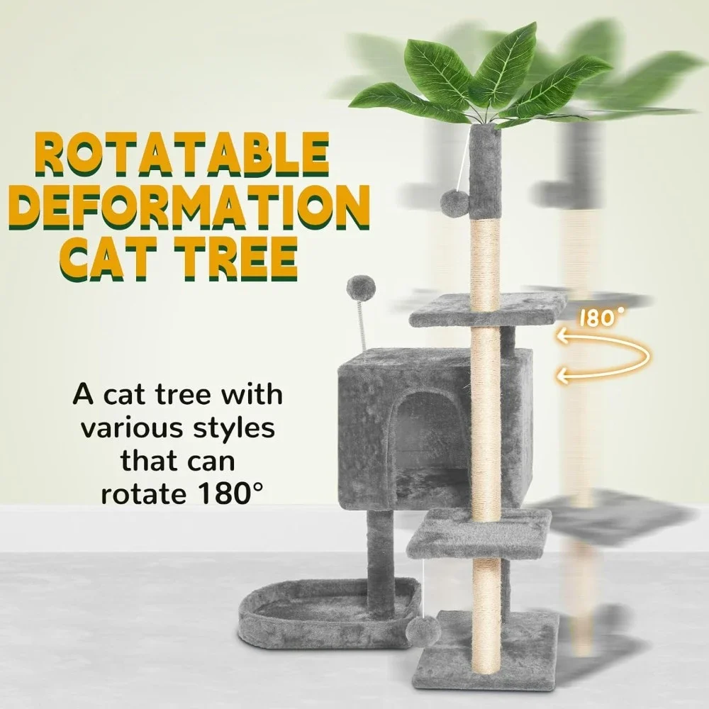 Tree for Cats Multi-Level Cozy Plush Cat Condo Cat House Cat Scratching Posts for Indoor Cats With Hang Ball Free Shipping Pet