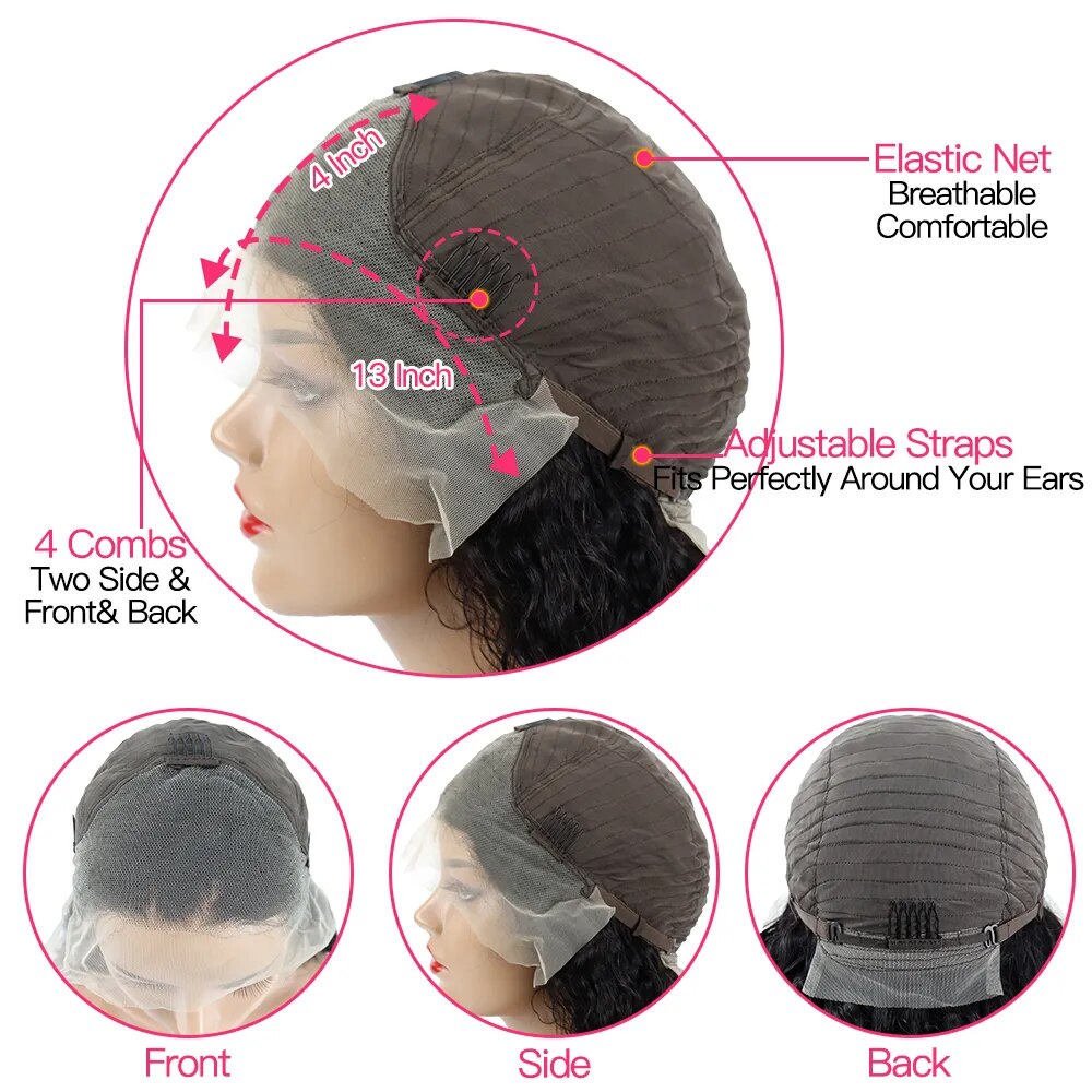 HD Transparent 30inch Straight Lace Frontal Wigs 12A Bob Wig Pre Plucked Glueless 13x4 Full Lace Front Human Hair Wigs For Women