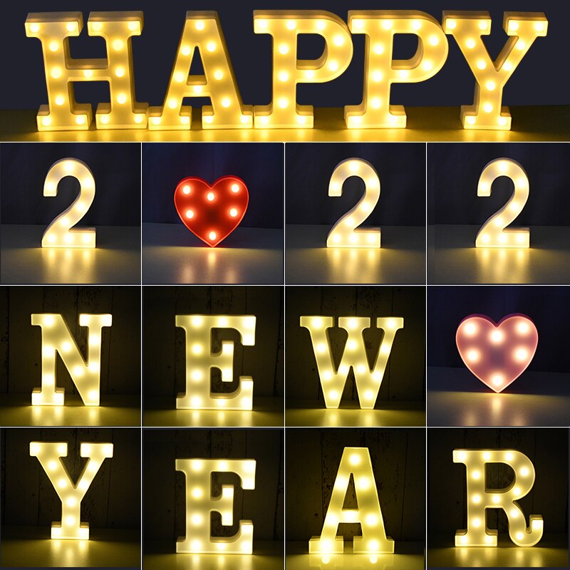 Luminous LED Letter Number Night Light English Alphabet Number Battery Lamp Romantic Wedding Christmas Party Decoration