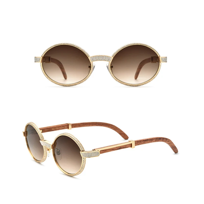 Belight Optical Nature Rosewood with Diamond Rhinestone Unique Design Round Retro Luxury Women Box Case Free Shiping W7550179