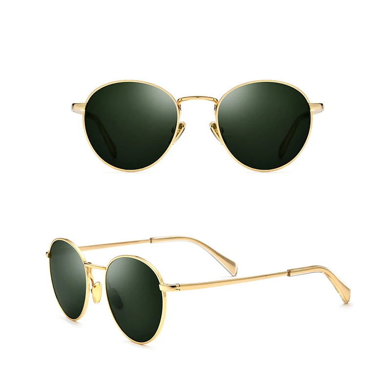 Belight Optical Brand Handmade Quality Round Shape Glass Lens Women Men UV400 Protection with Case Oculos Sunglasses 150256