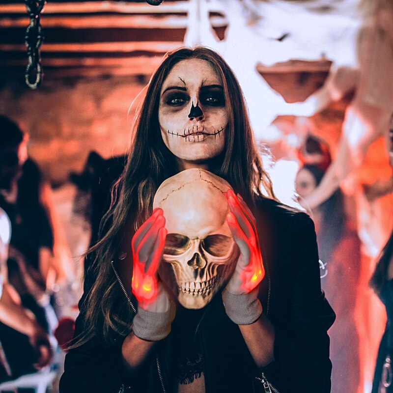 1Pair Neon Party supplies Fluorescent gloves Costume LED Light Up Hand Finger Halloween Dance Birthday Bar party Decor 