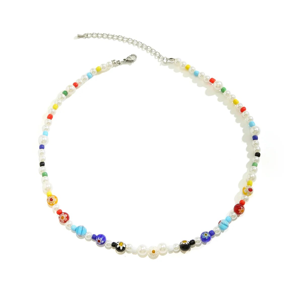 Imitation Pearl and Colorful Beads Short Choker Necklace for Men Trendy Beaded Chains on Neck 2023 Fashion Jewelry Accessories