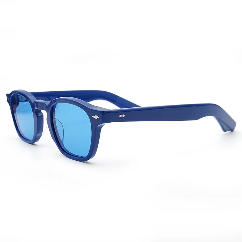 Thick Acetate Women Men UV400 Protection Oval Shape Vintage Retro Colorful Acetate Sunglasses with Case Oculos TS8006