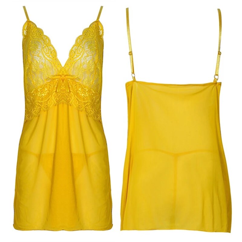 Plus Size Porno Lingerie Sexy Lace Transparent Babydolls Deep V Neck Sling Nightgown Dress Women Erotic Pajamas Nightwear