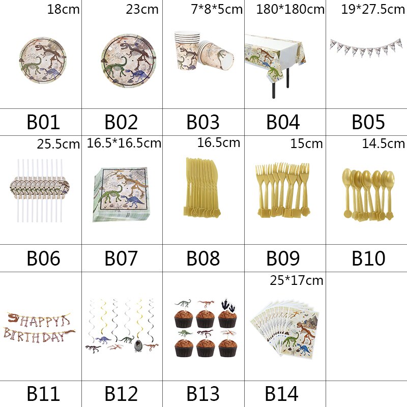 Dinosaur Fossil Archaeological Theme Disposable Tableware Jurassic World Dino Jungle 1st Happy Birthday Party Decor Supplies