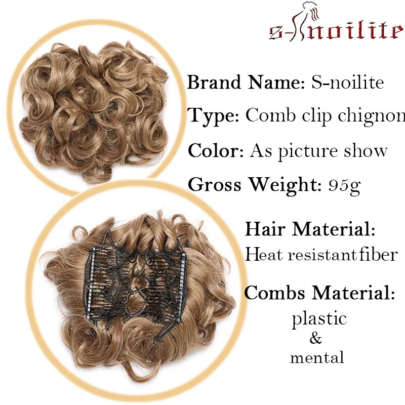 BENEHAIRSynthetic LARGE Comb Clip In Hair Extension Curly Chignon Hair Pieces Women Updo Cover Hairpiece Ponytails Hair Bun