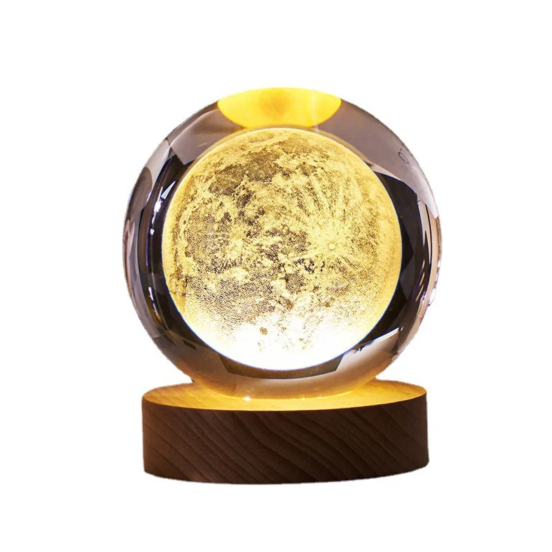 Creative LED Crystal Ball Universe Galaxy Series Night Light Milky Way Light Ornament Solid Wood Base USB Night Lamp Kid Gift