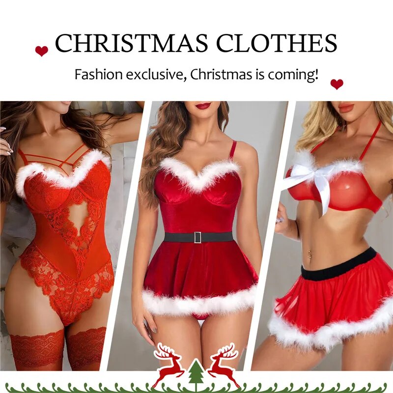 Porno Lingerie Sexy Hot Erotic Underwear For Women Christmas Costume Lace Sexy Dress Babydoll Exotic Apparel Chemise Sleepwear