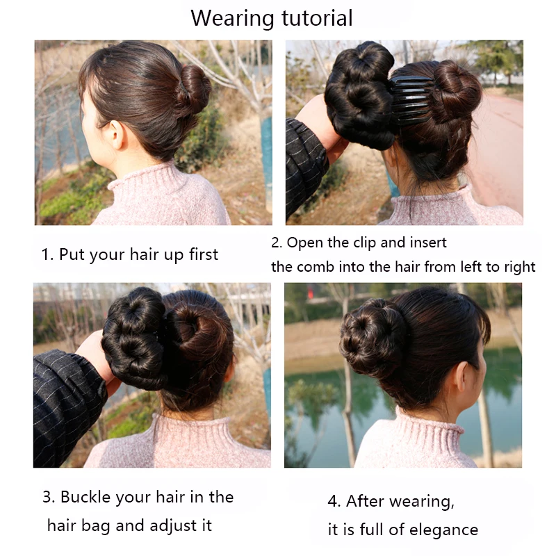 Wig Bun Synthetic Chignon Short Curly Fake False Hair Extension Claw Clip Hairpiece Wig Updo Ponytail Piece for Women