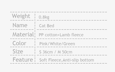Soft Cat Bed Sheep shape Warm Soft Fleece 3Color Pet Nest