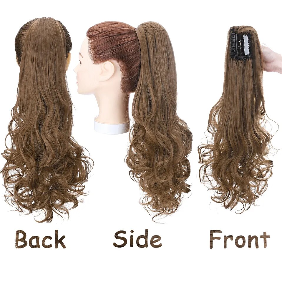 Benehair 18inch Syntheitc Wavy Curly Claw Clip In Ponytail Hair Extension For Women Pony Tail Natural Hairpieces