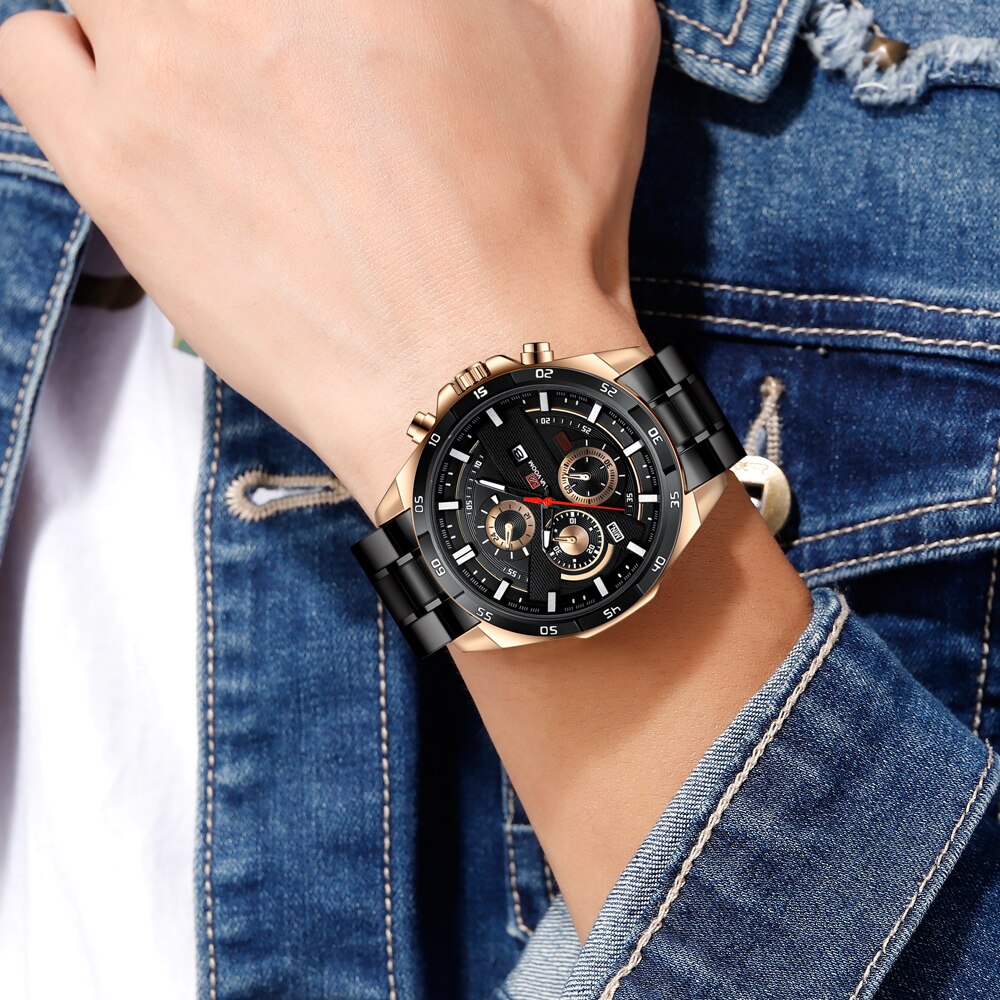 VAVA VOOM Brand Luxury Watch Fashion Casual Military Quartz Sports Wristwatch Full Steel Waterproof Men Clock Relogio Masculino