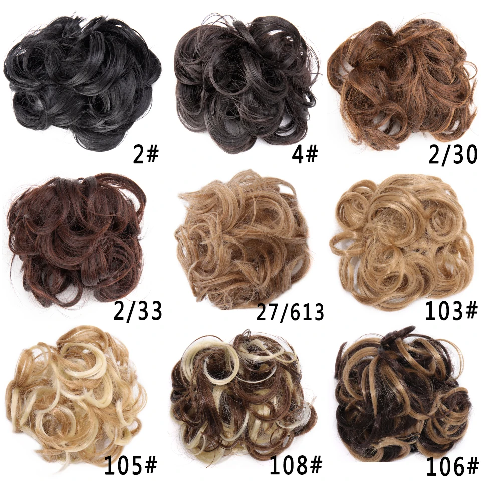 LUPU Synthetic Curly Chignon Donut Hair Bun Pad Hair Extension Black Brown Updo Cover Claw Hairpiece Messy Buns For Women