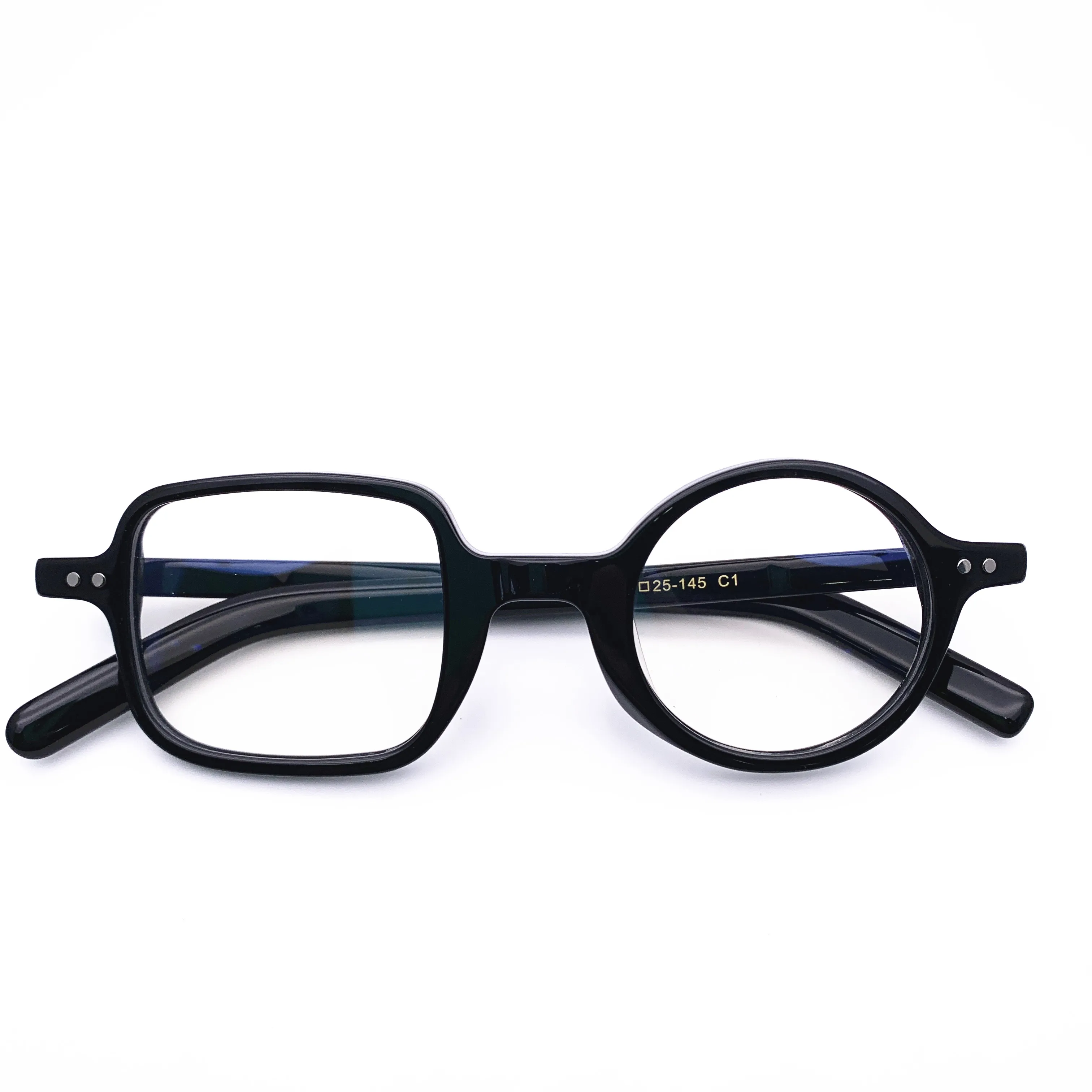Belight Optiacl Unique Acetate Square with Round Glasses Frame Men Women Prescription Eyeglasses Retro Optical Eyewear HP201