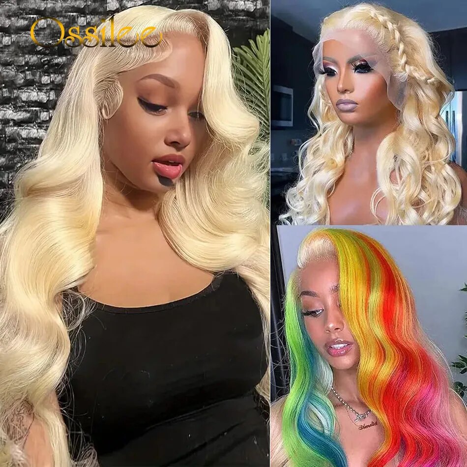 613 Blonde Lace Front Wigs Remy Brazilian Body Wave 13x4 Lace Front Human Hair Wigs Transparent Lace Wigs for Women 250% Density
