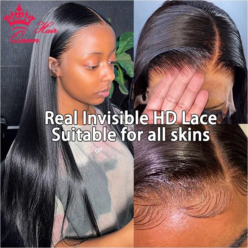 Queen Hair Real HD Lace Wig Raw Human Hair 13x6 13x4 FULL Frontal 5x5 6x6 7x7 Closure HD Melt Skin Lace Wig Straight / Body Wave