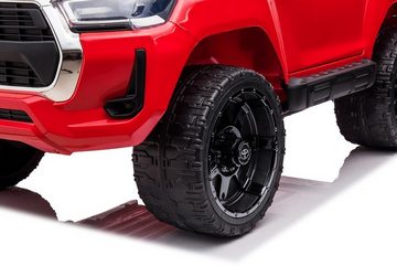 TPFLiving electric children's car Toyota Hilux - motor: 4 x 12V - battery: 1 x 12 Volt/14Ah, load capacity 40 kg, children's car - electric car with leather seat and seat belt - red