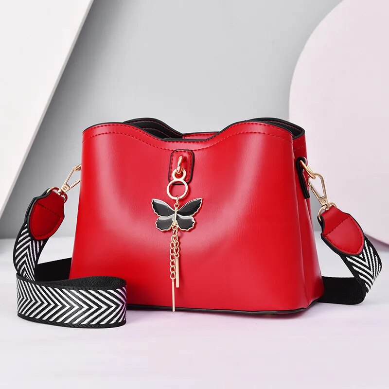 2023 Women White Handbag New Designer Butterfly Tassel PU Leather Messenger Bags Ladies Crossbody Female Tote Shoulder Bag