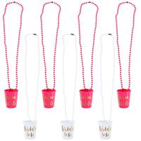 5pcs Team Bride To Be Cup Plastic Shot Glasses Necklace Beads Drinking Cups for Wedding Bridal Shower Hen Party Decoration