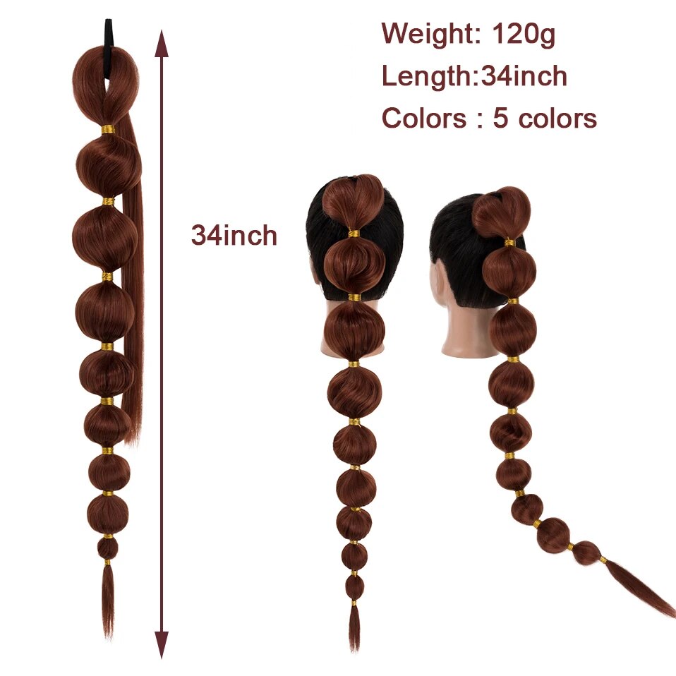 Benehair Synthetic 34inch Long Bubble Ponytail for Women Warp Around Ponytail Hair Extension Puff Braided Ponytail Extension