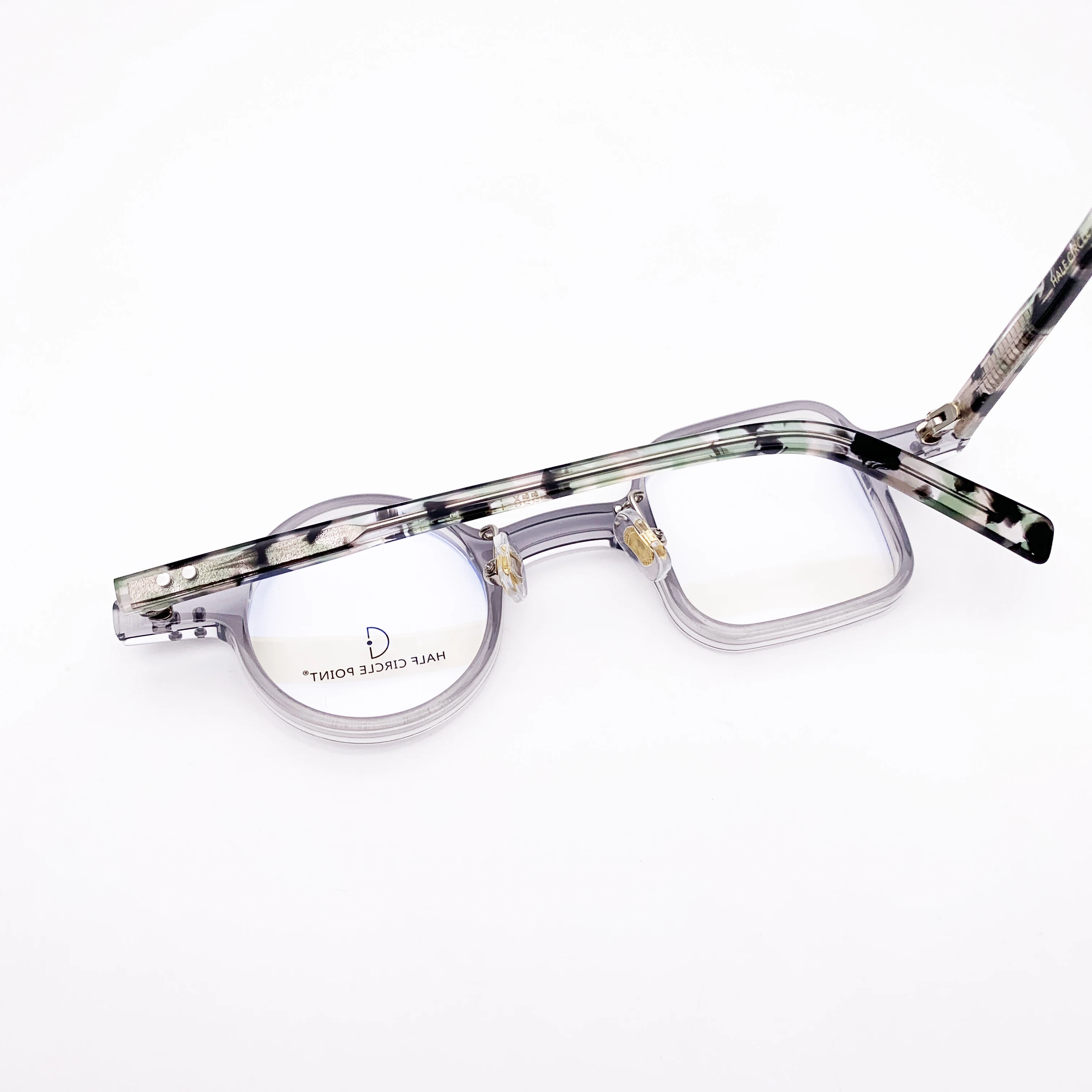 Belight Optical  Men Women Italy Mazzucchel Acetate Fancy Square with Round Design Spectacle Frame Precription Lens HP226-1