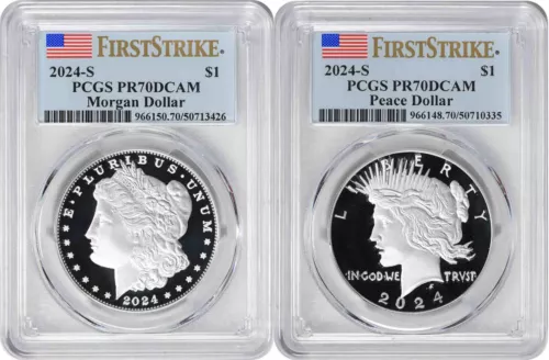 2024-S Morgan and Peace Silver Dollar 2-Coin Set PR70DCAM First Strike PCGS - Picture 1 of 2