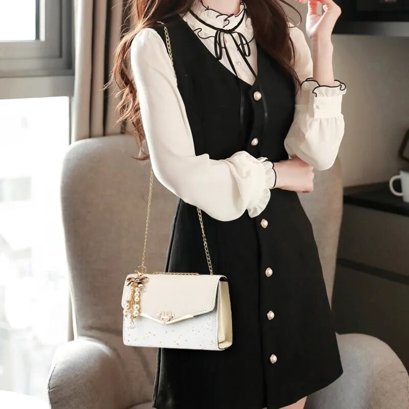 Fashion Textured Women's Bag Trend Versatile PU Leather Shoulder Bags for Women 2023 Luxury Rhinestone Buckle Messenger Bag