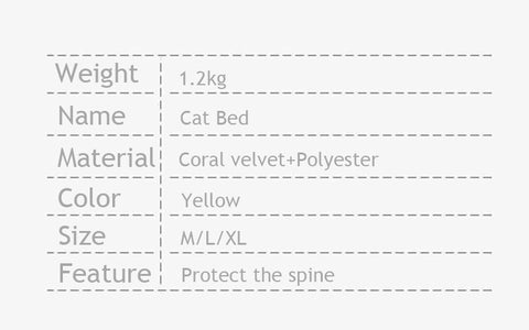 Cat Bed Cozy Kitten Lounger Cushion Round Yellow Cat Nest Mat