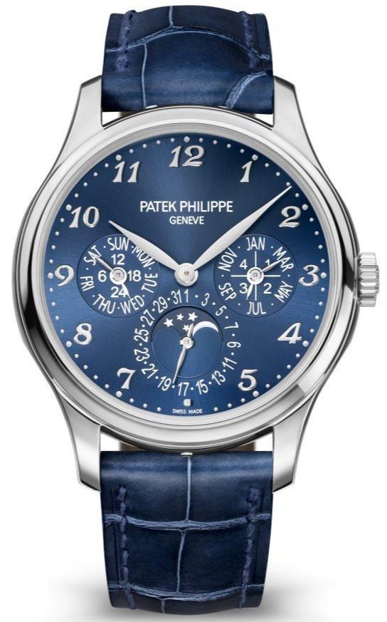 Patek Philippe Grand Complications Perpetual Calendar Moon Phase White Gold Royal Blue Dial & Strap Ref#5327G 001